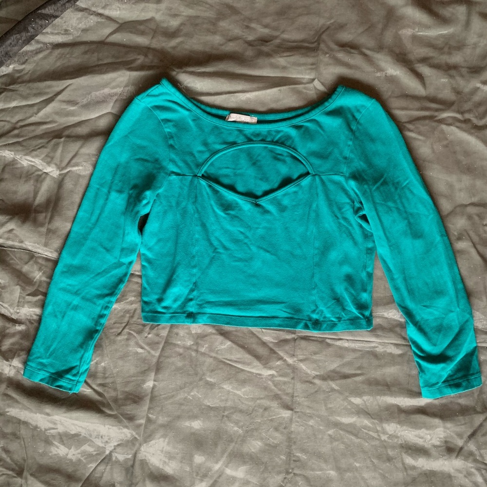 Like American Apparel: Teal Cut-Out Crop Top